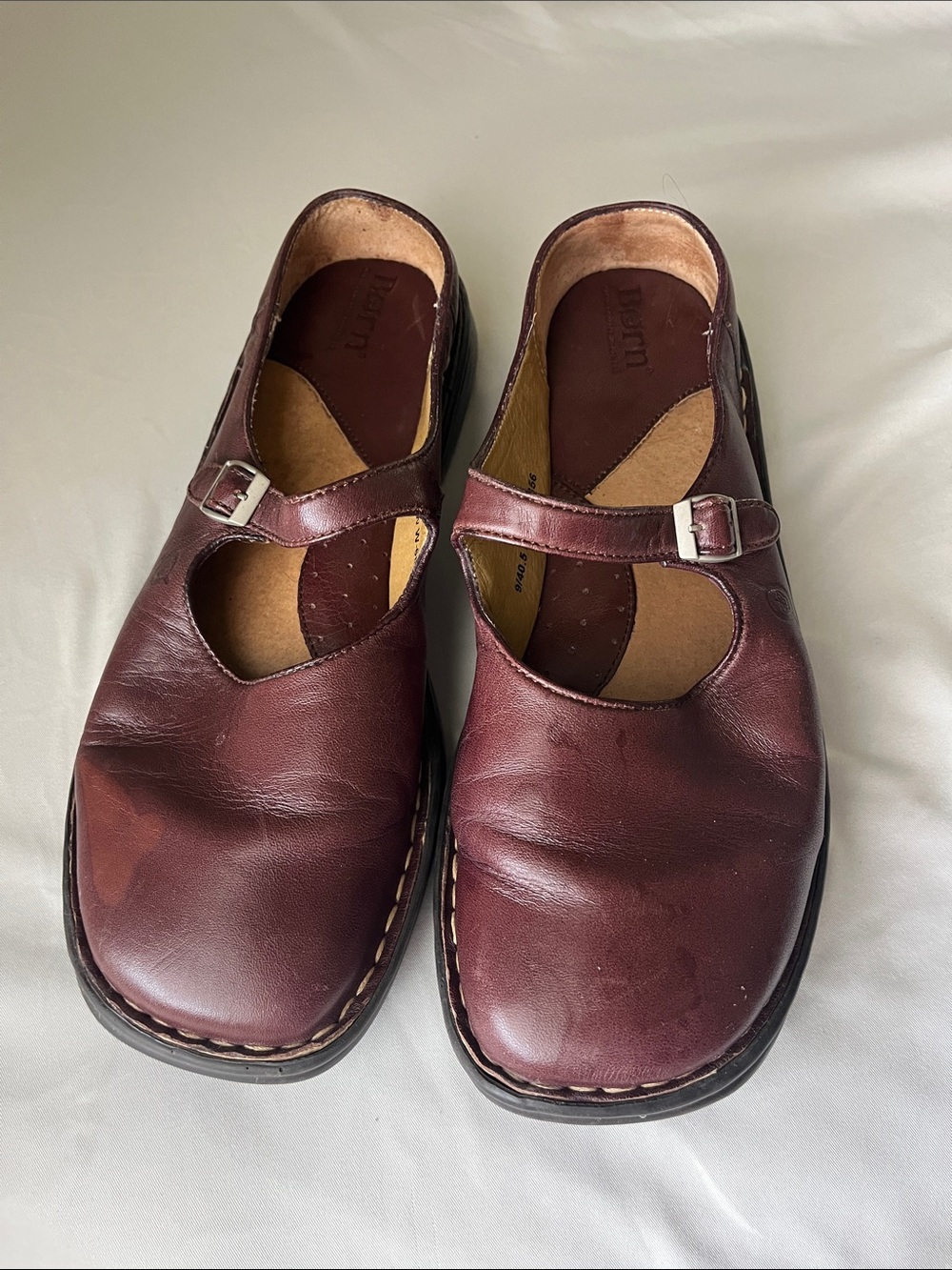 Born Burgundy Leather Mary Jane with Silver Buckle